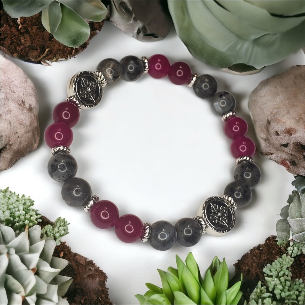 Handmade Gemstone Bracelet - Compass - Red Jasper & Labradorite